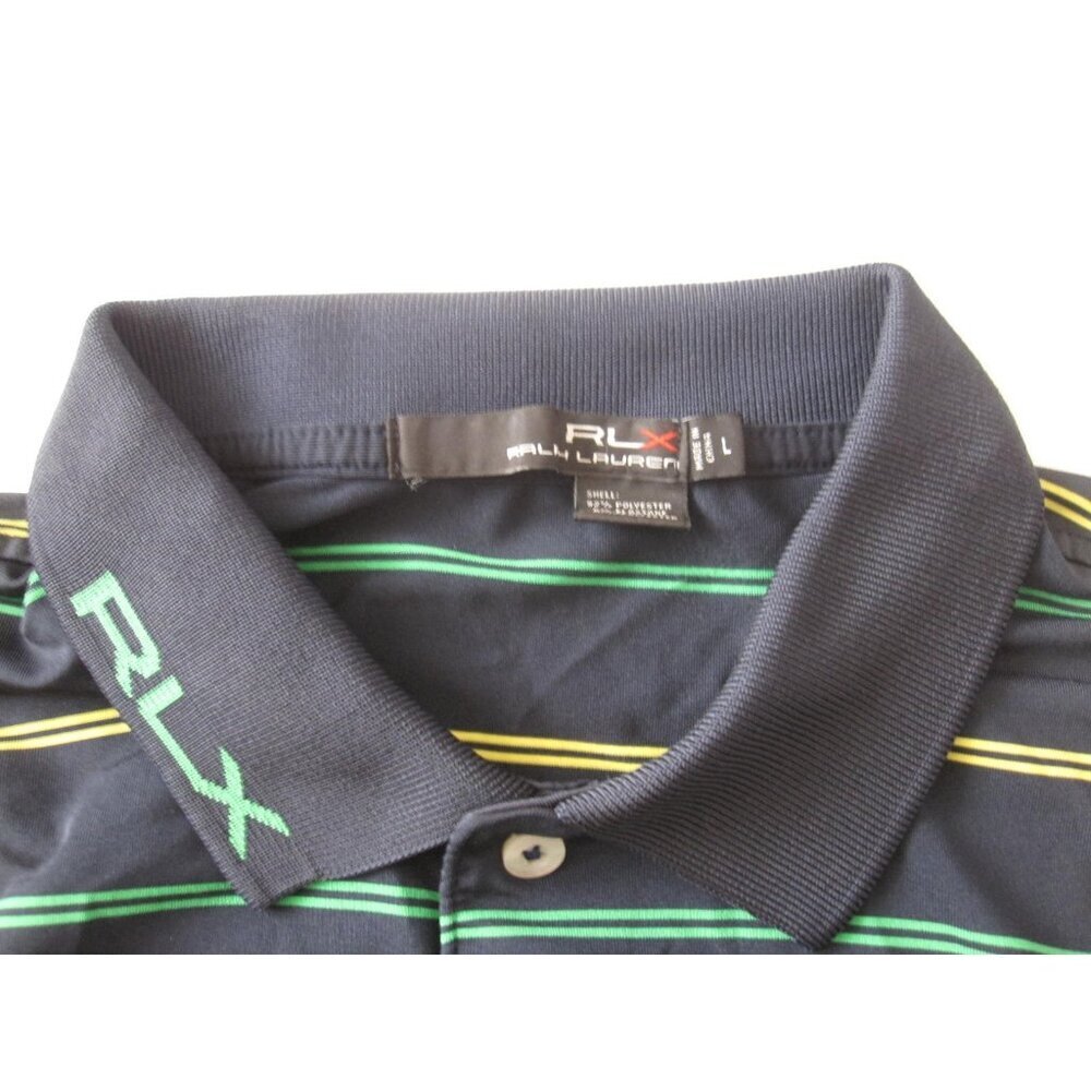 Ralph Lauren RLX Shirt Men Stripe Golf Performance Stretch Preppy Sz L (MT968)